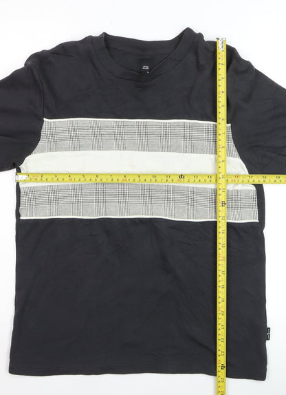 River Island Men's Black Colourblock Crew Neck T-Shirt Size S