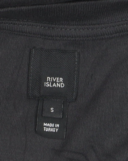 River Island Men's Black Colourblock Crew Neck T-Shirt Size S