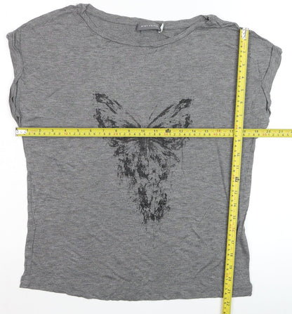 Mint Velvet Women's Grey Butterfly Print Viscose T-Shirt Size 12