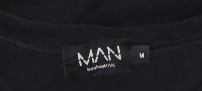 BoohooMAN Men's Black Graphic Smiley Logo Short Sleeve T-Shirt M
