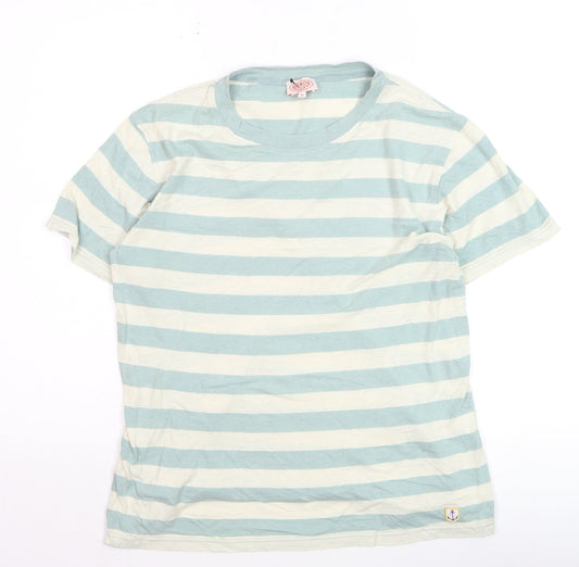 Armor Lux Men Blue Striped Nautical Cotton Crew Neck T-Shirt M