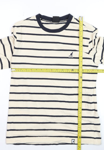 Kangol Men's Beige Navy Striped Long Sleeve Cotton Top M
