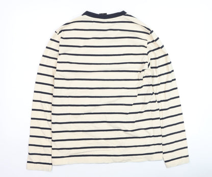 Kangol Men's Beige Navy Striped Long Sleeve Cotton Top M