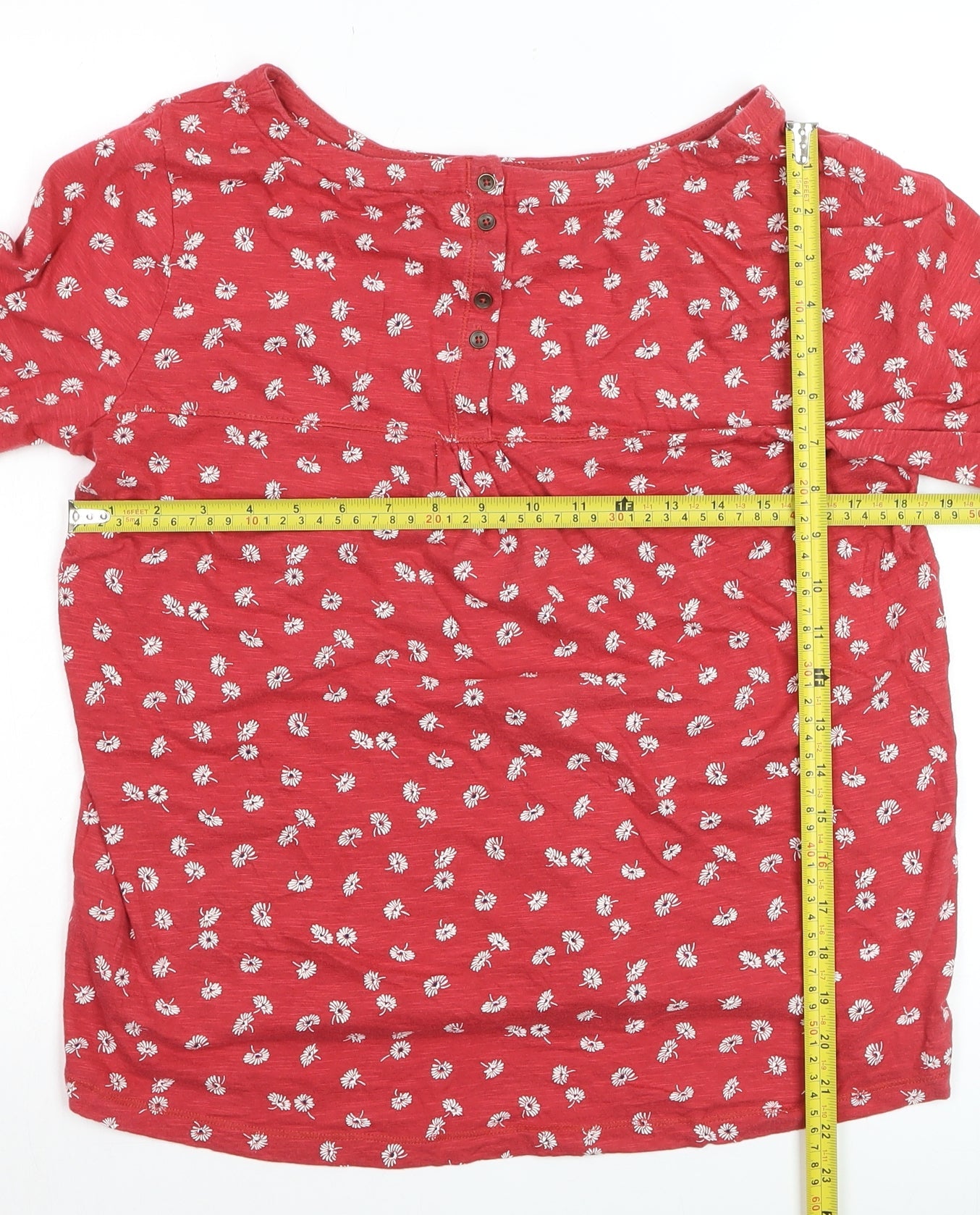 Fat Face Women Red Floral Cotton Long Sleeve Tunic Blouse UK 14