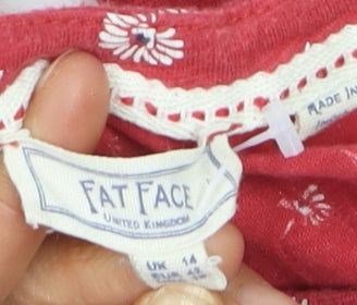Fat Face Women Red Floral Cotton Long Sleeve Tunic Blouse UK 14