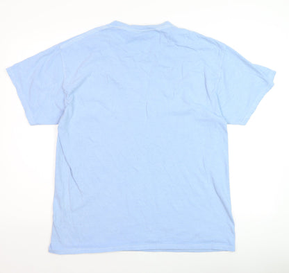 Collusion Men's Blue Graphic Print Cotton T-Shirt Size M