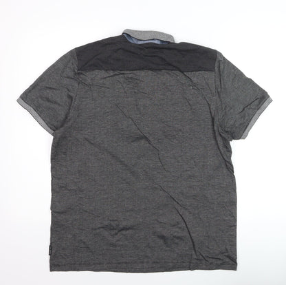 Ted Baker Men's Grey Button-Down Cotton Polo Shirt Size L