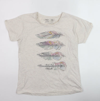 Hard Rock Womens Ivory Graphic Music T-Shirt Size L