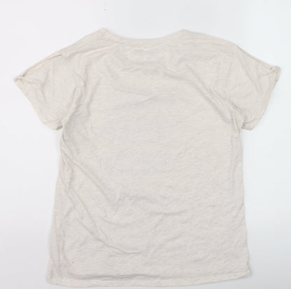 Hard Rock Womens Ivory Graphic Music T-Shirt Size L
