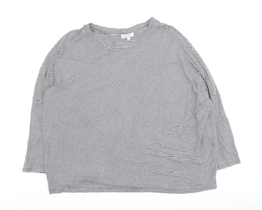 Hobbs Women's Blue Striped Long Sleeve Jersey T-Shirt Size M