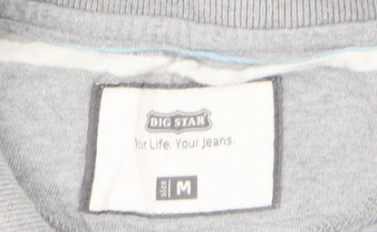 Dig Star Men's Grey Striped Cotton Polo Shirt Size M