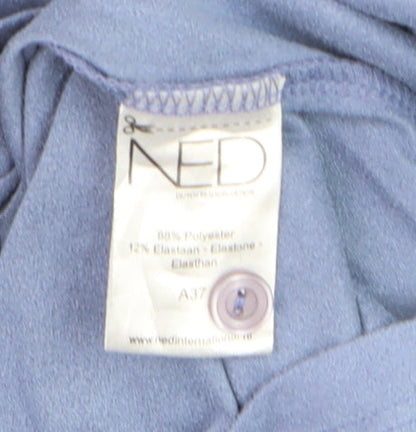 NED Men's Blue XL Polyester Blend Long Sleeve Dress Shirt