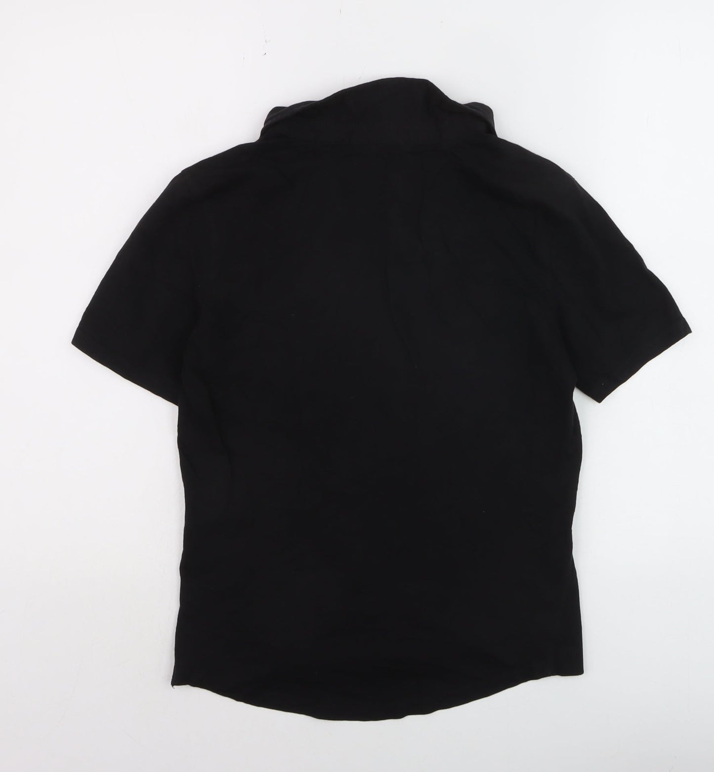 White Stuff Womens Black Short Sleeve Button-Up Cotton Shirt UK 8