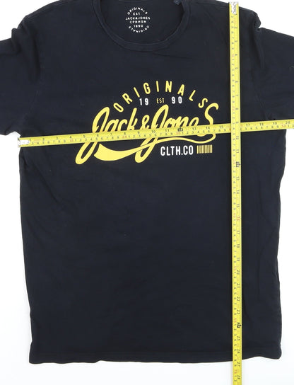 Jack & Jones Men’s Black Logo Graphic Crew Neck T-Shirt Size L