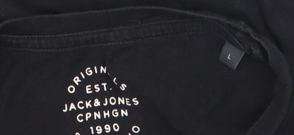 Jack & Jones Men’s Black Logo Graphic Crew Neck T-Shirt Size L