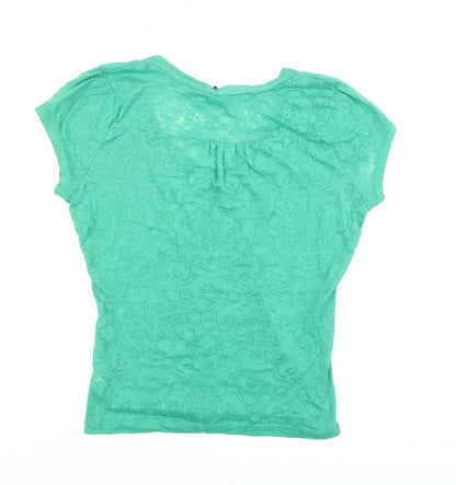 Red Herring Women's Green Floral V-Neck Short Sleeve T-Shirt Size 12