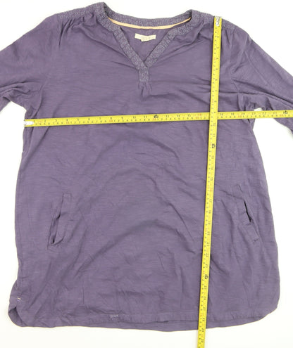 White Stuff Women’s Purple Cotton V-Neck Tunic Blouse UK 16