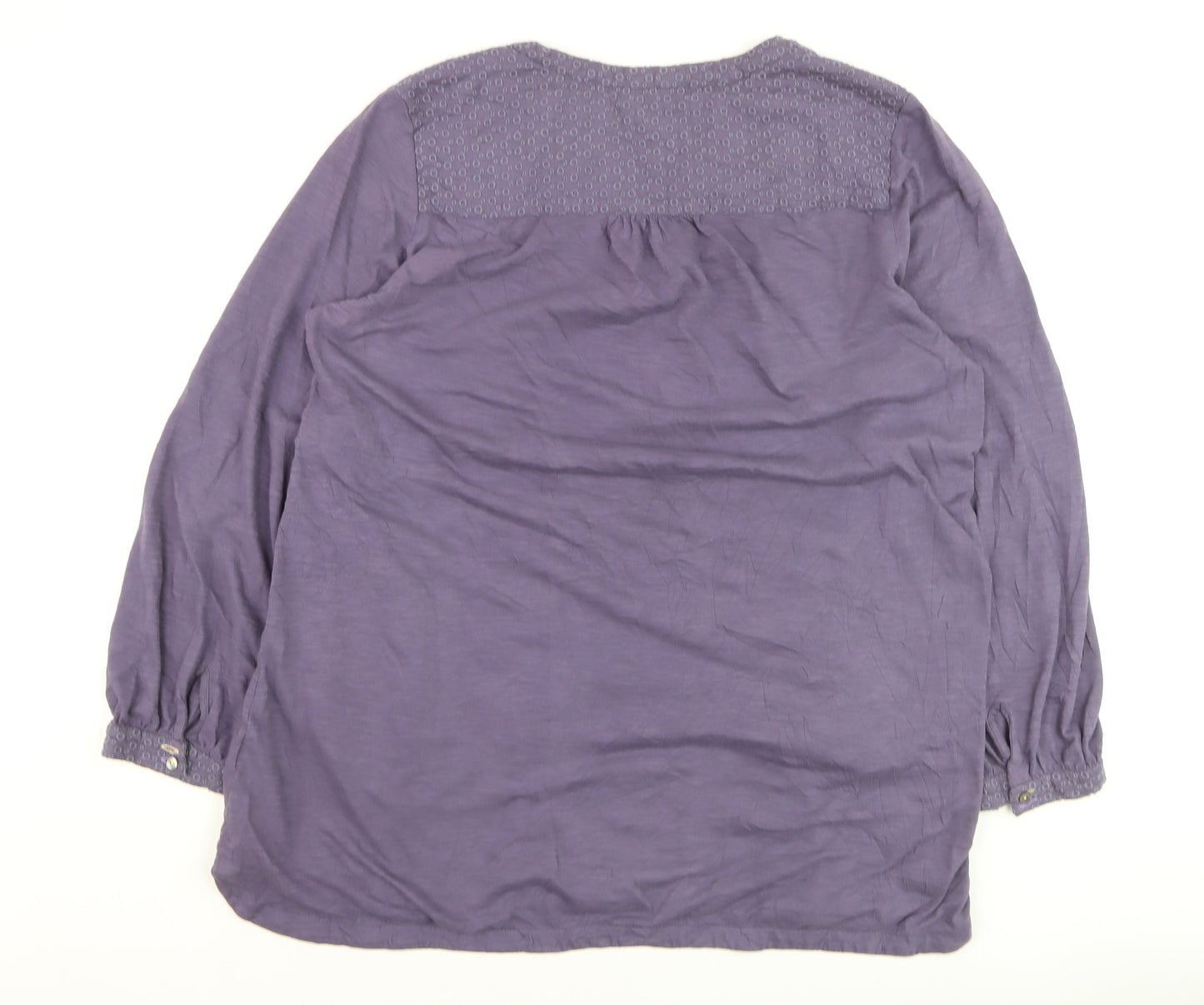 White Stuff Women’s Purple Cotton V-Neck Tunic Blouse UK 16