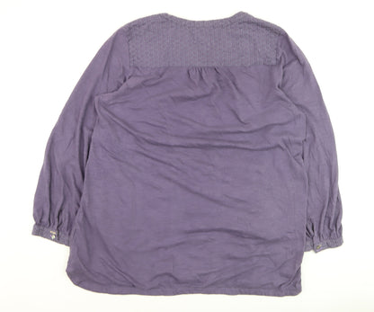 White Stuff Women’s Purple Cotton V-Neck Tunic Blouse UK 16