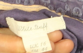 White Stuff Women’s Purple Cotton V-Neck Tunic Blouse UK 16
