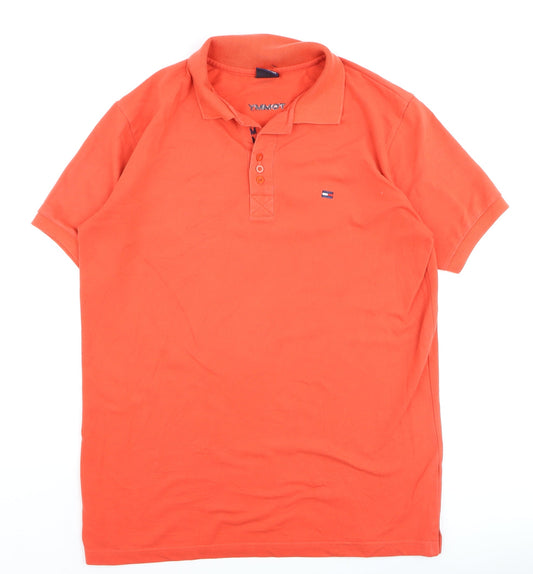 Tommy Hilfiger Men's Orange Cotton Classic XL Polo Shirt