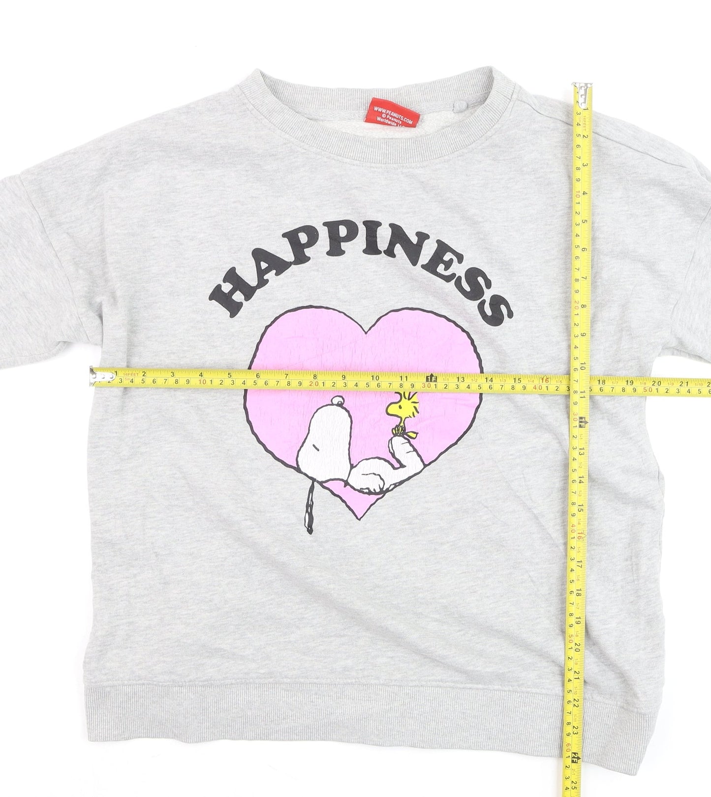 Peanuts Women Grey Snoopy Happiness Pullover Sweatshirt Size L