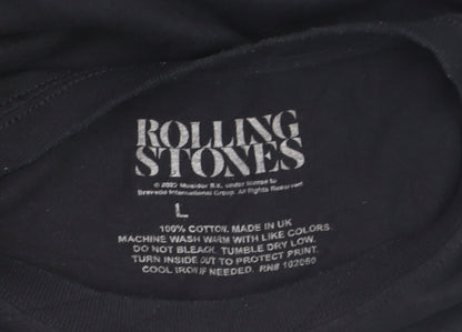 Rolling Stones Men's Black L Band Graphic Cotton T-Shirt