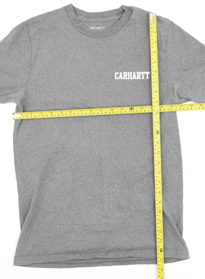 Back view of Carhartt Men's Grey S/S College Script T-Shirt Small