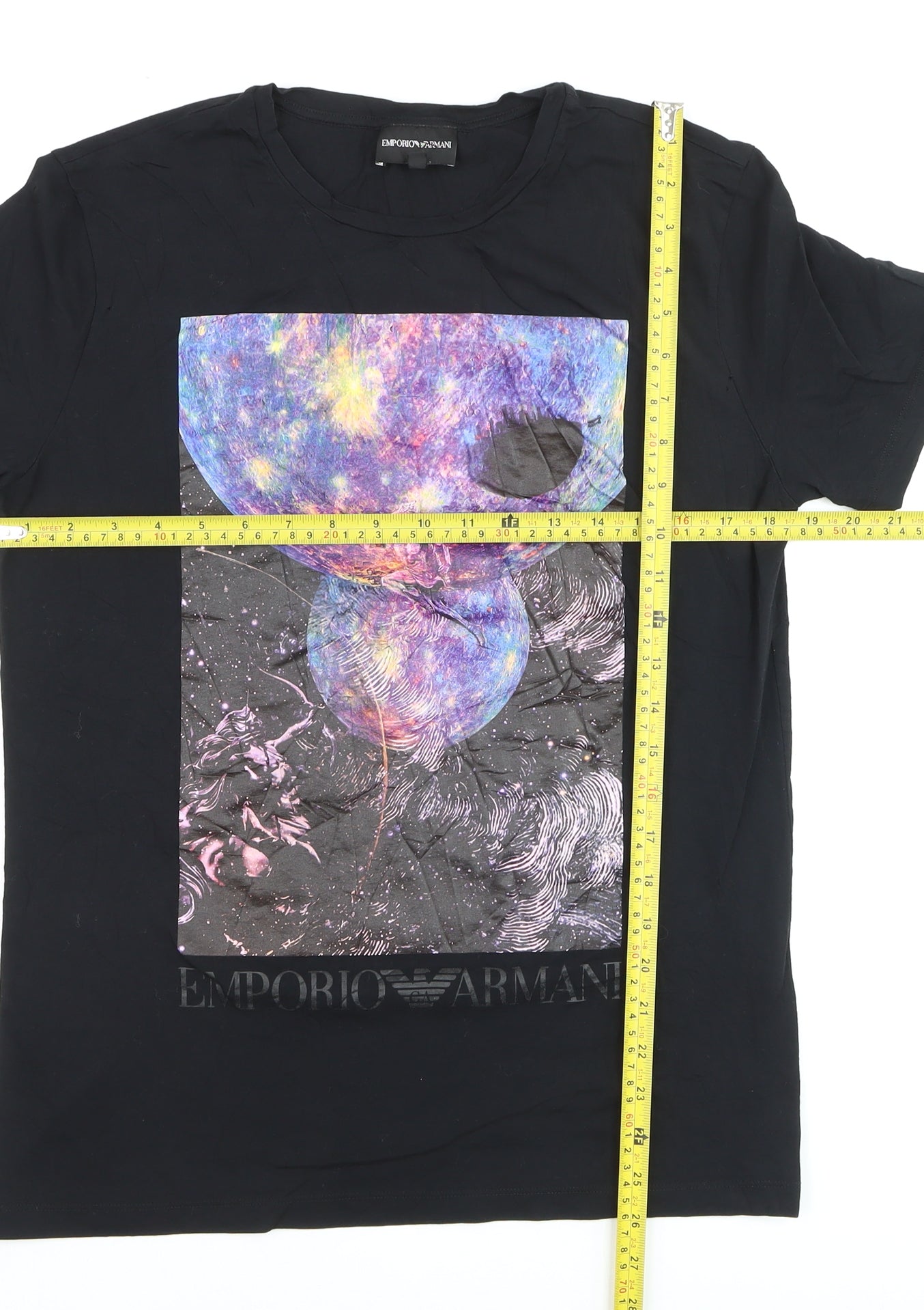 Emporio Armani Men's Black Space Art Graphic T-Shirt Medium