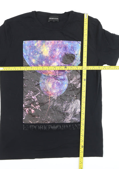 Emporio Armani Men's Black Space Art Graphic T-Shirt Medium