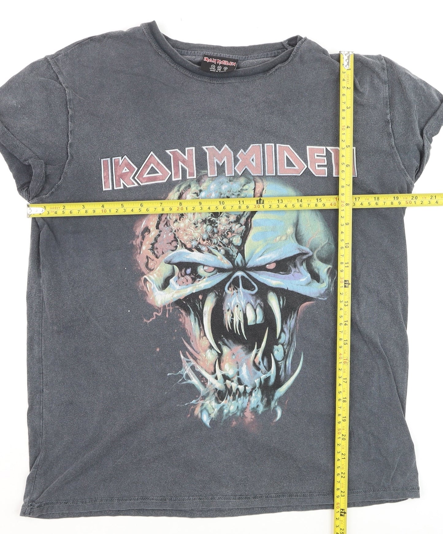Iron Maiden Women's Grey Graphic Rock T-Shirt Size 14
