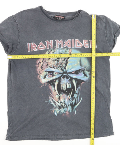Iron Maiden Women's Grey Graphic Rock T-Shirt Size 14