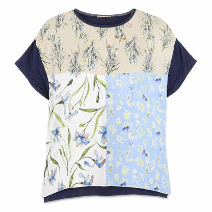 Zara Women Multicoloured Floral Patchwork Basic T-Shirt XL