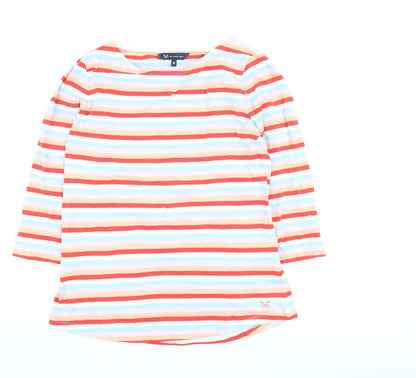 Crew Clothing Company Women's Multicoloured Striped Cotton Boat Neck T-Shirt Size 14