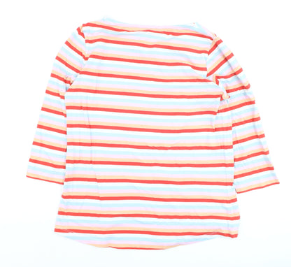 Crew Clothing Company Women's Multicoloured Striped Cotton Boat Neck T-Shirt Size 14