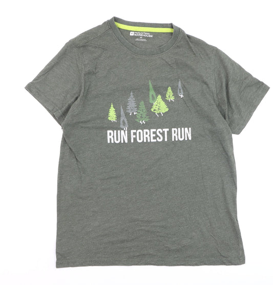 Mountain Warehouse Men’s Green Graphic T-Shirt Size S 'Run Forest Run'