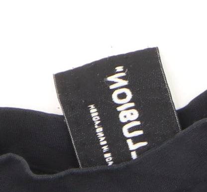 COLLUSION Men's Black Cotton Crew Neck Short Sleeve T-Shirt S