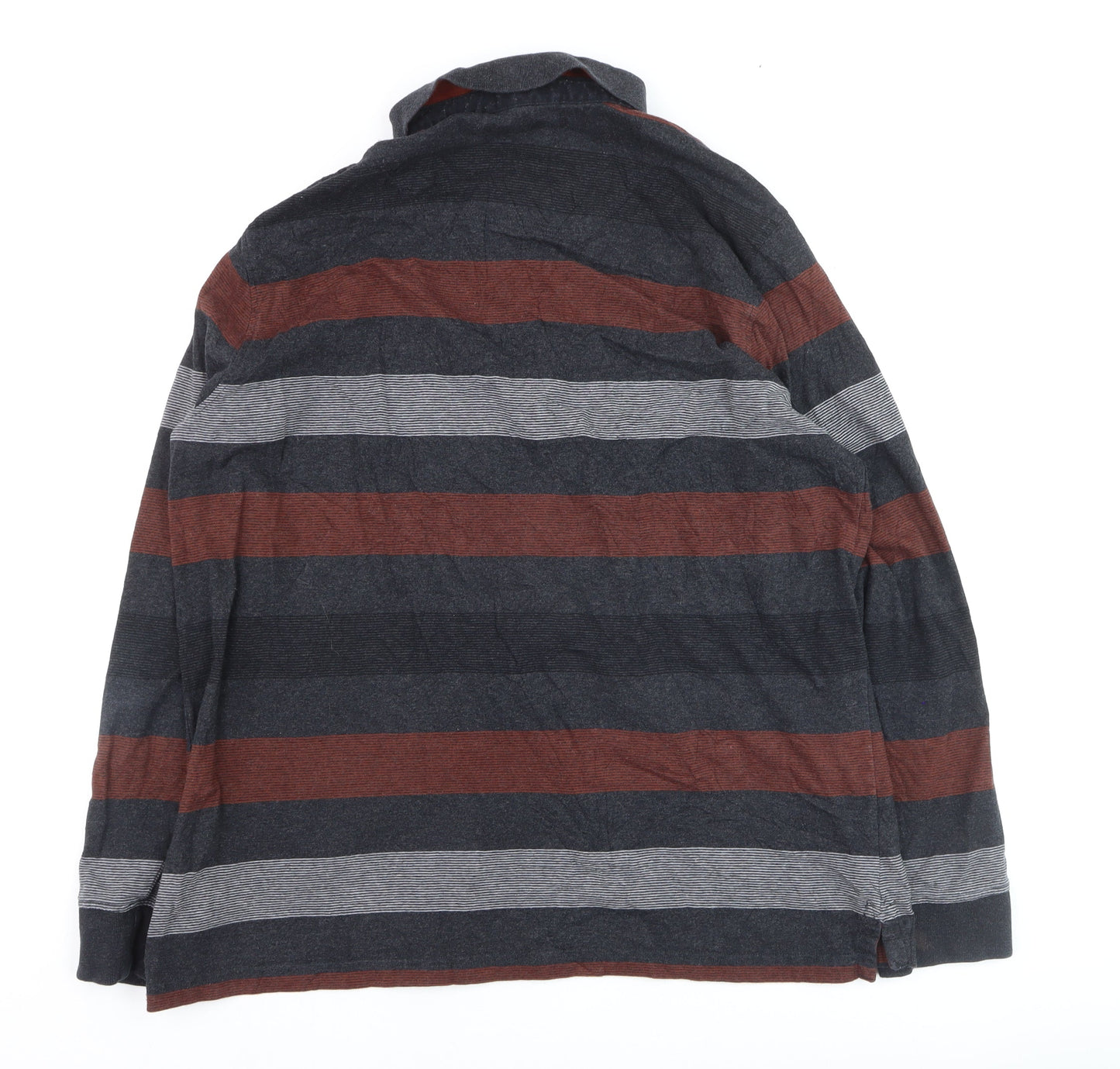 Marks and Spencer Blue Harbour Men's Multicoloured Striped XL Long Sleeve Polo Shirt