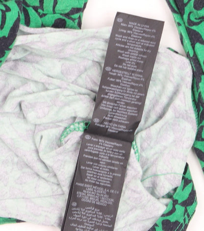 Hobbs Women Green Floral Long Sleeve Wrap Blouse Size S
