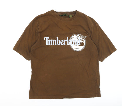Timberland Men's Brown XL Cotton Crew Neck Logo T-Shirt