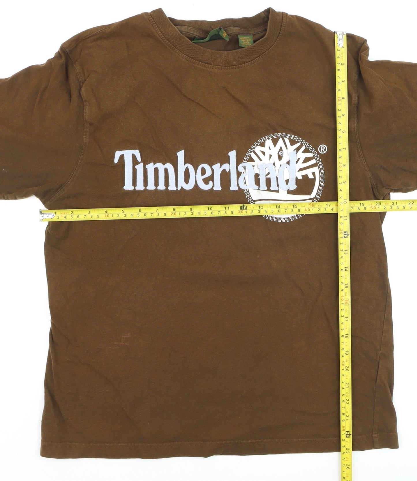 Timberland Men's Brown XL Cotton Crew Neck Logo T-Shirt