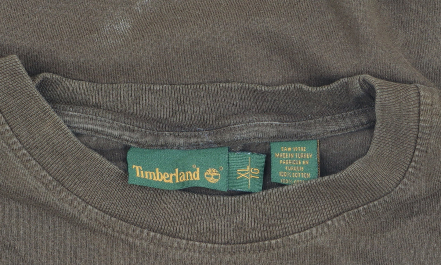 Timberland Men's Brown XL Cotton Crew Neck Logo T-Shirt