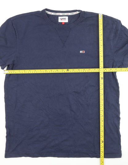 Tommy Jeans Men's Blue Cotton Crew Neck T-Shirt Size L