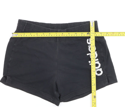 Adidas Girls Black Cotton Blend Athletic Shorts Size 8-9 Years