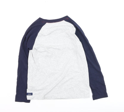 Joules Boys Grey Long Sleeve Dinosaur Tricep-A-Tops Cotton T-Shirt 9-10 Years