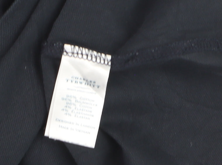 Charles Tyrwhitt Men's Black Polo Shirt Medium Short Sleeve Cotton Blend