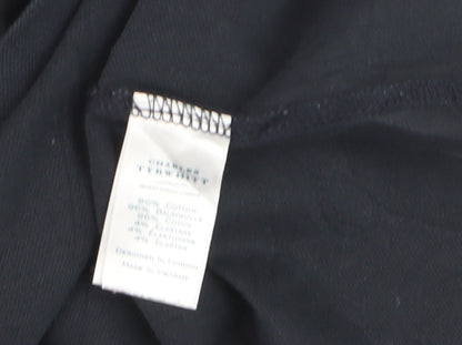 Charles Tyrwhitt Men's Black Polo Shirt Medium Short Sleeve Cotton Blend