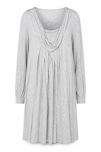 Blunauta Women Grey XS Long Sleeve Cowl Neck Shift Dress