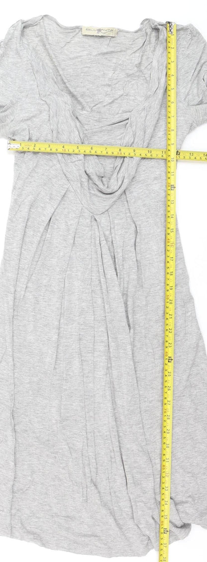 Blunauta Women Grey XS Long Sleeve Cowl Neck Shift Dress