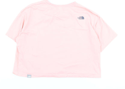 The North Face Womens Pink Cotton Cropped T-Shirt Size M